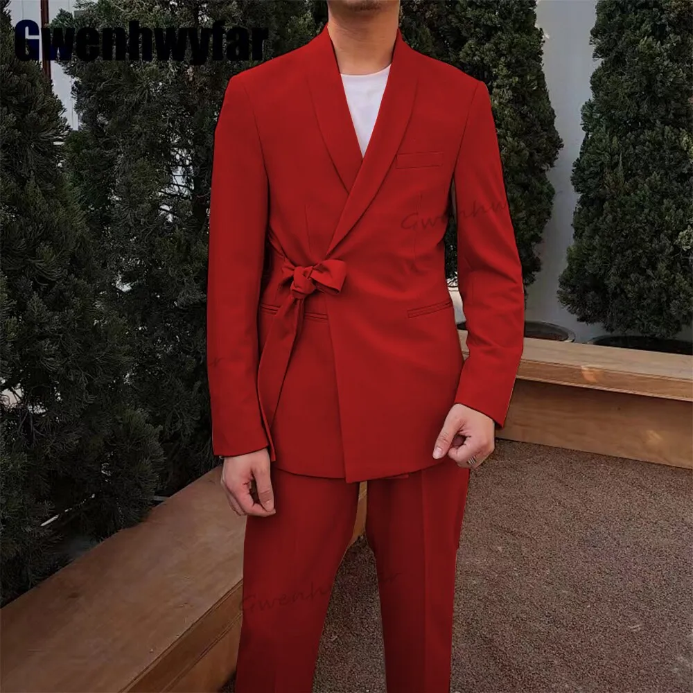 Gwenhwyfar Pink Fashion Men Suit 2 Pcs Blazer Sets Slim Fit Wedding Groomsmen Tuxedo Custom Made Party Prom Suit（Jacket Pants）