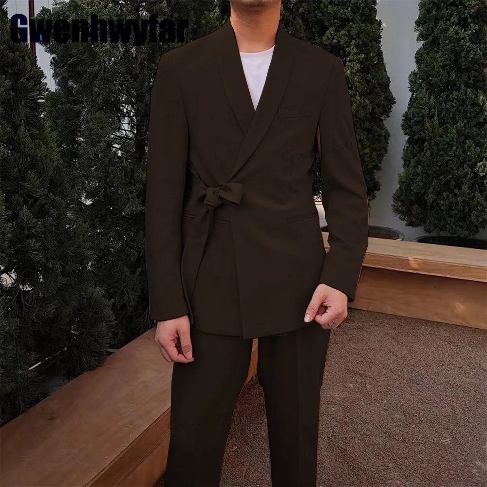 Gwenhwyfar Pink Fashion Men Suit 2 Pcs Blazer Sets Slim Fit Wedding Groomsmen Tuxedo Custom Made Party Prom Suit（Jacket Pants）