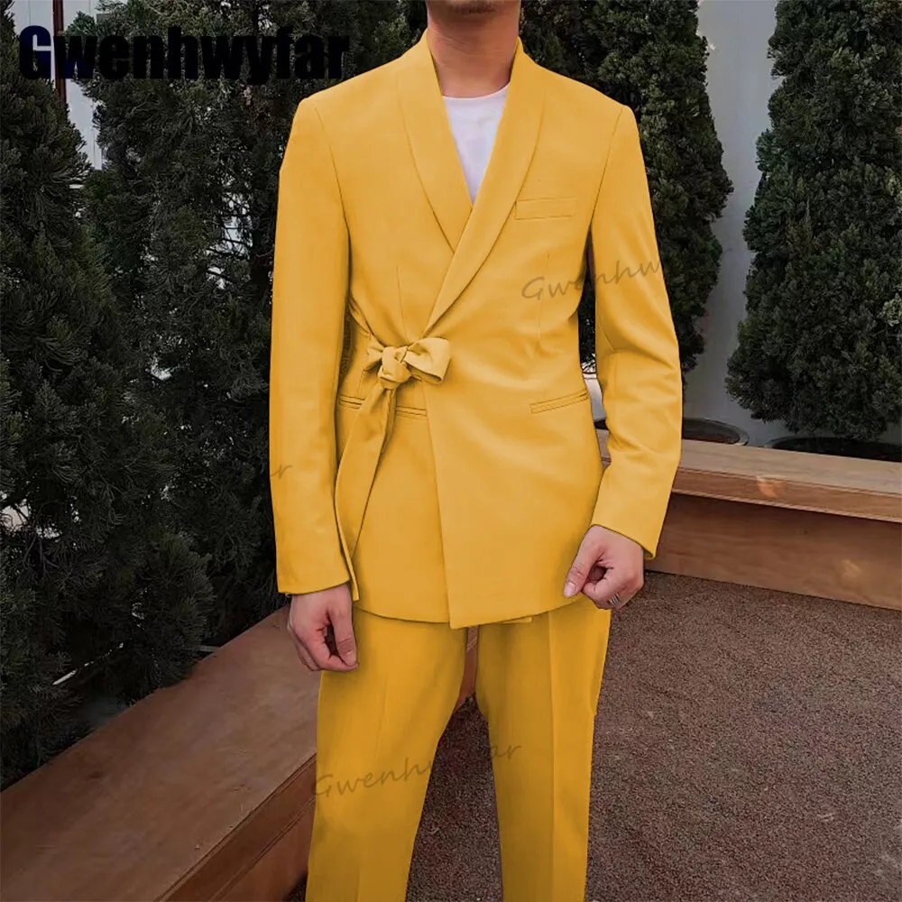 Gwenhwyfar Pink Fashion Men Suit 2 Pcs Blazer Sets Slim Fit Wedding Groomsmen Tuxedo Custom Made Party Prom Suit（Jacket Pants）