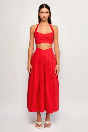 Halter Neck Crop | V Front Midi Skirt