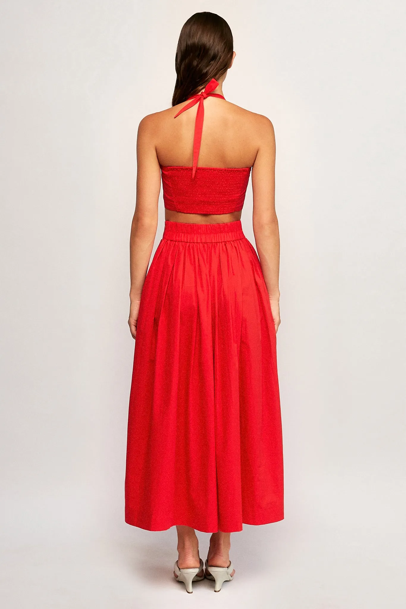 Halter Neck Crop | V Front Midi Skirt