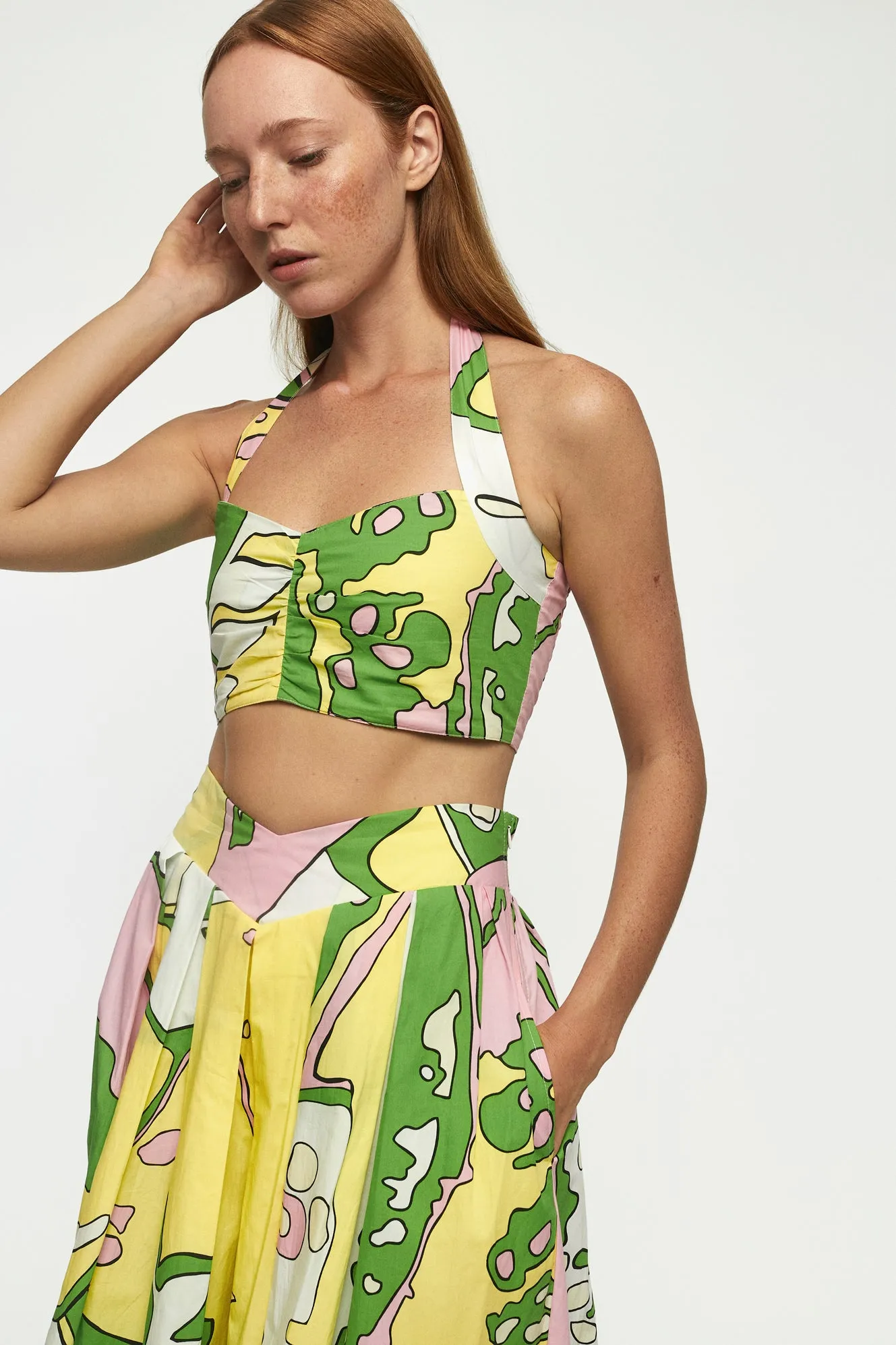 Halterneck Crop | V Front Midi Skirt