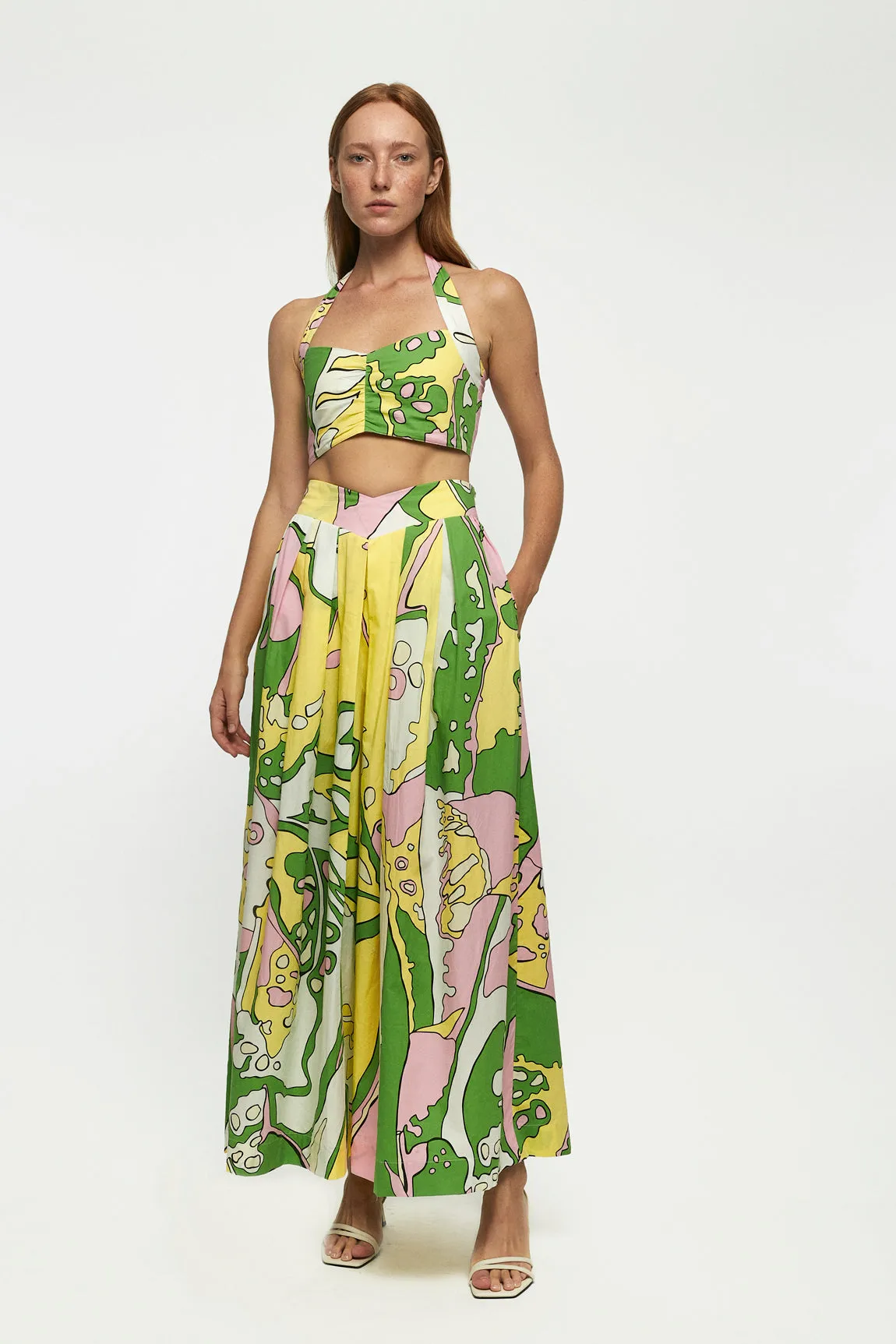 Halterneck Crop | V Front Midi Skirt