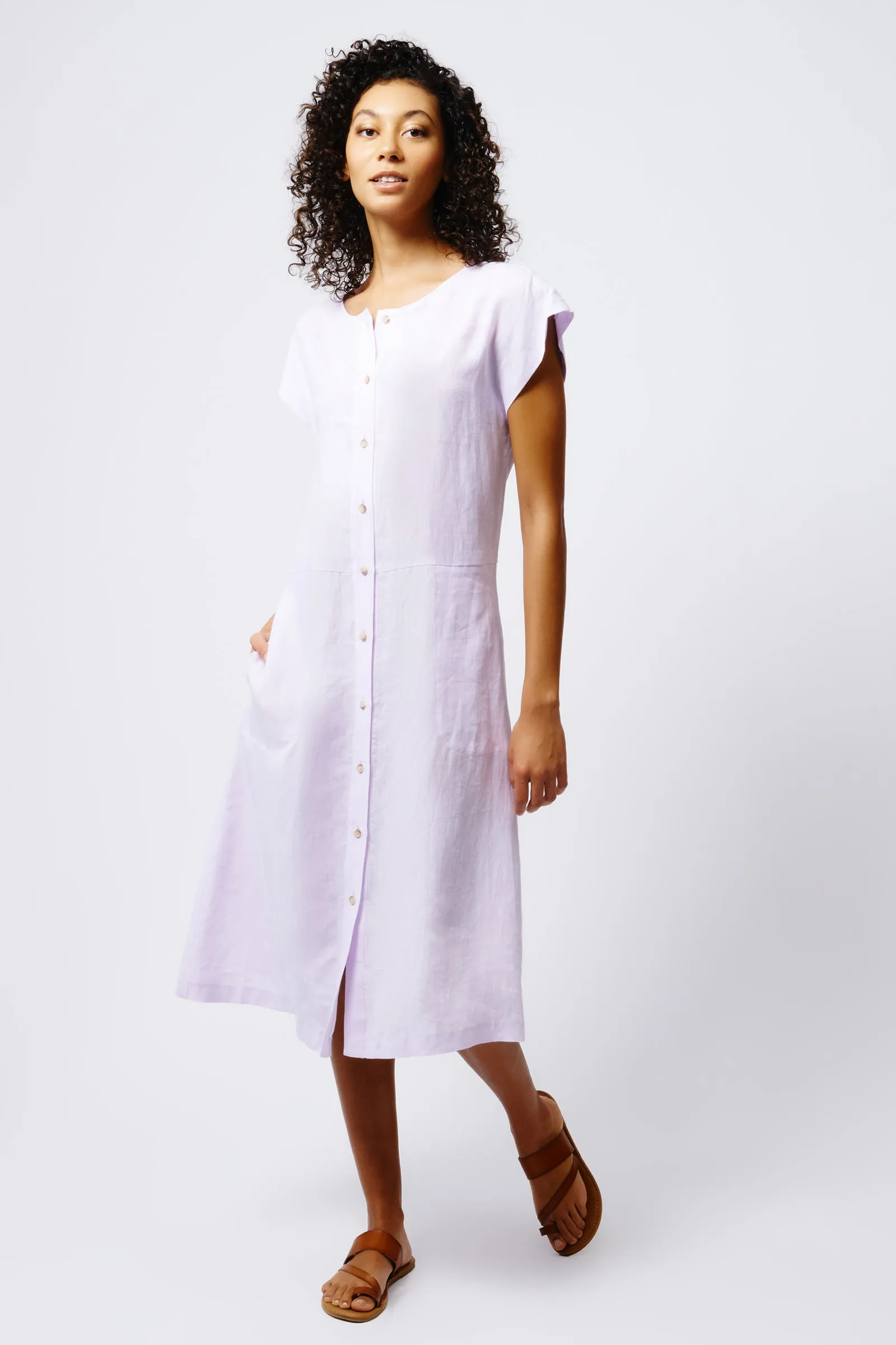 Harlow Cap Sleeve Dress - Lavender Linen