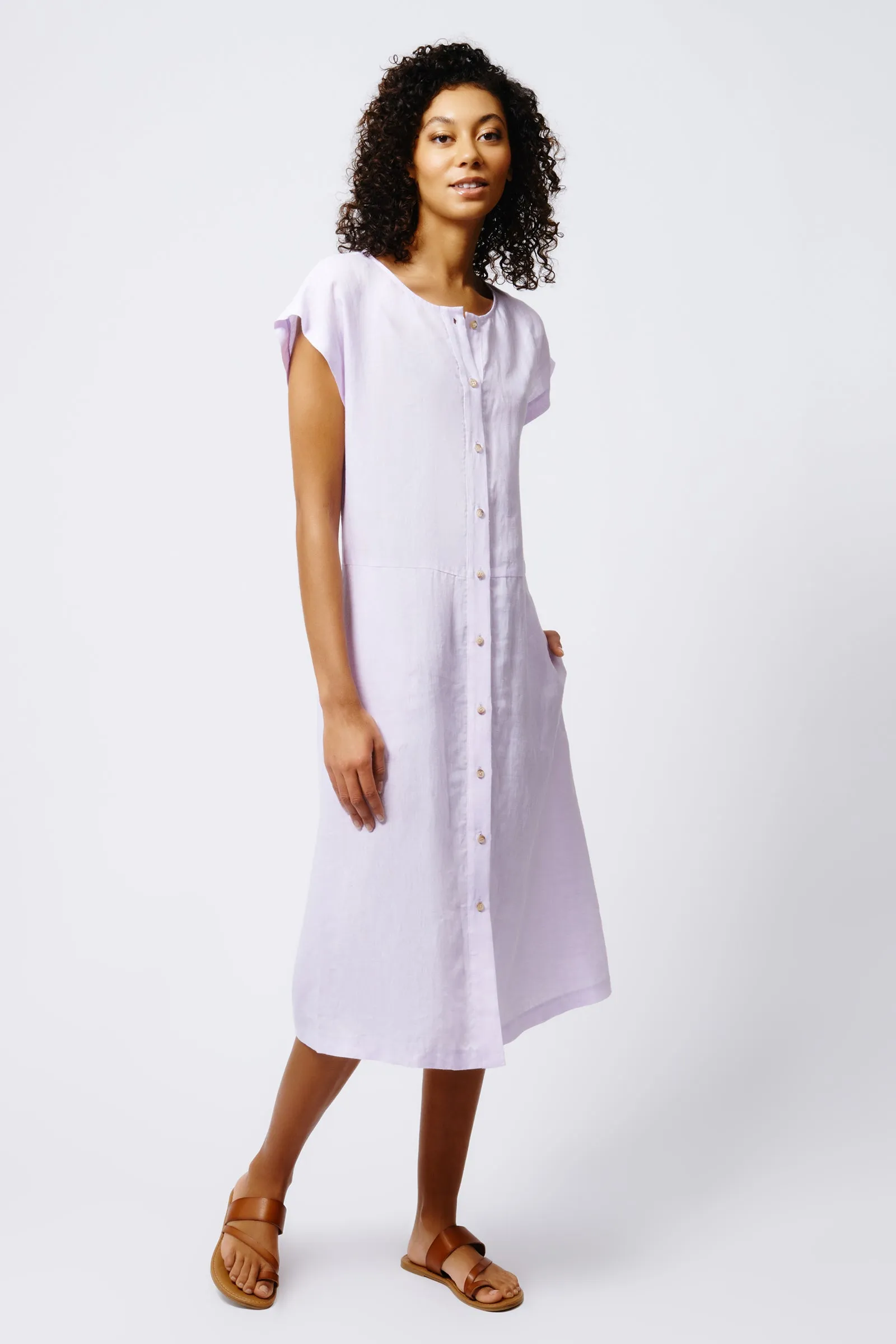 Harlow Cap Sleeve Dress - Lavender Linen