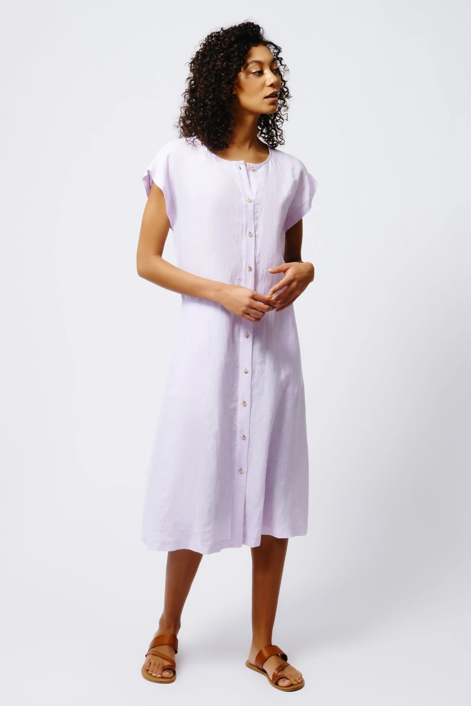 Harlow Cap Sleeve Dress - Lavender Linen