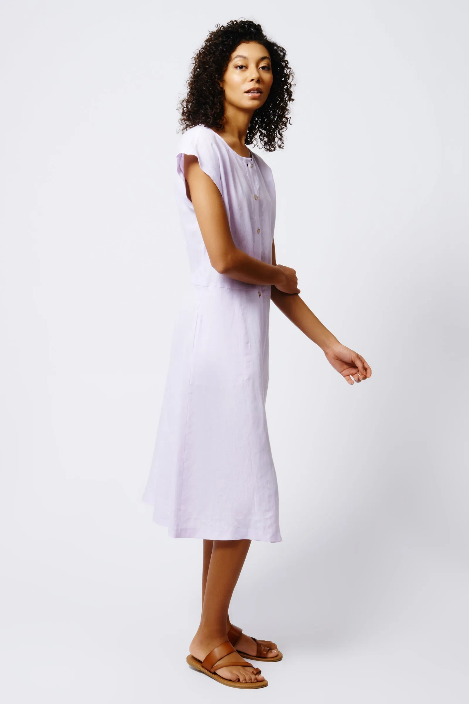 Harlow Cap Sleeve Dress - Lavender Linen