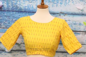 Ikkat blouse | Indian Saree blouse | Indian designer blouse | designer blouse | ikkat saree blouse | yellow blouse | HoneyBee Handlooms
