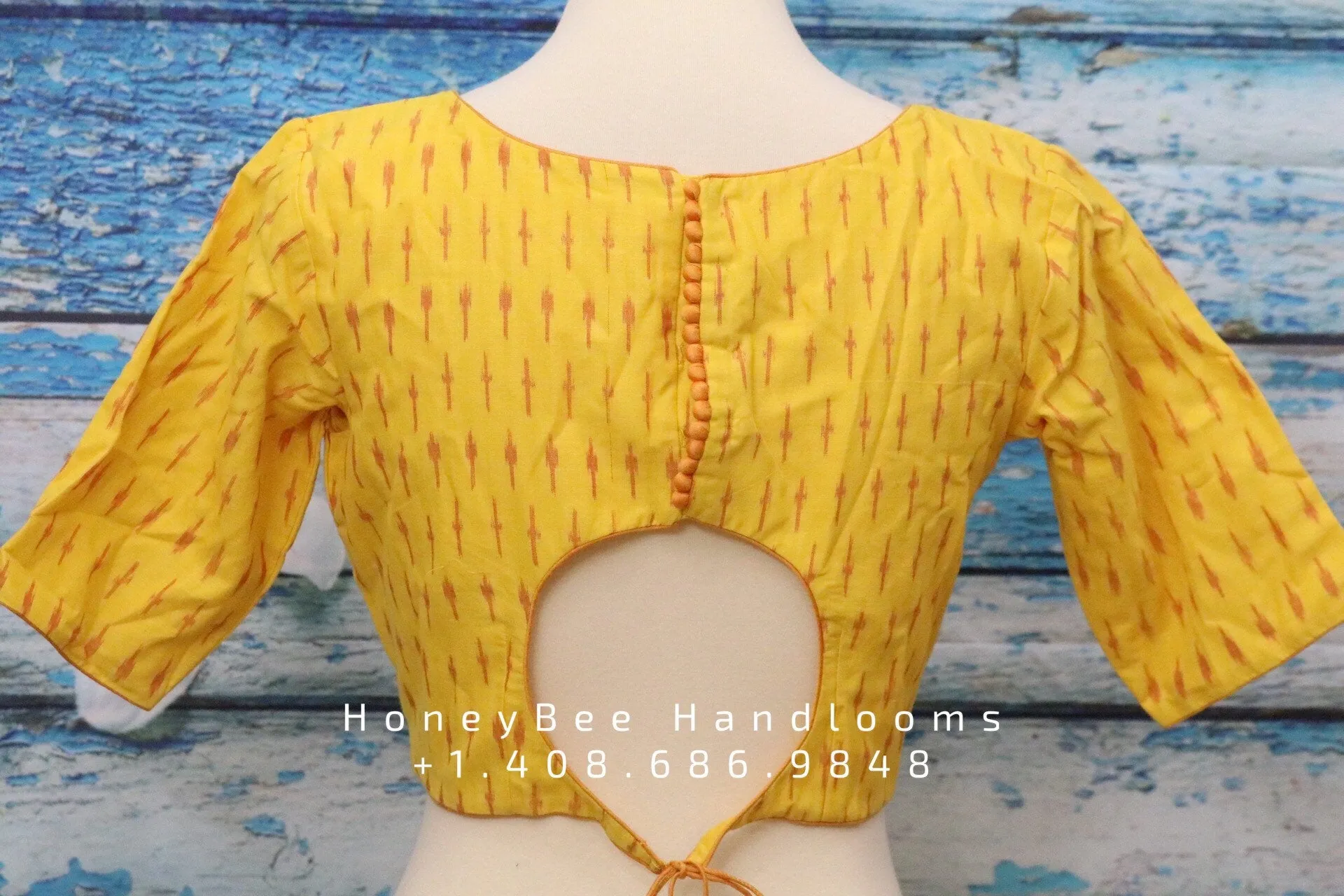 Ikkat blouse | Indian Saree blouse | Indian designer blouse | designer blouse | ikkat saree blouse | yellow blouse | HoneyBee Handlooms