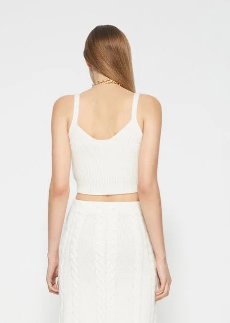 Issa Wool Blend Cable Bralette Tank (White)