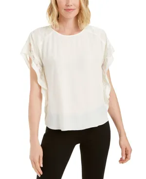 JM Collection Plus Size Lace Trim Ruffle Blouse