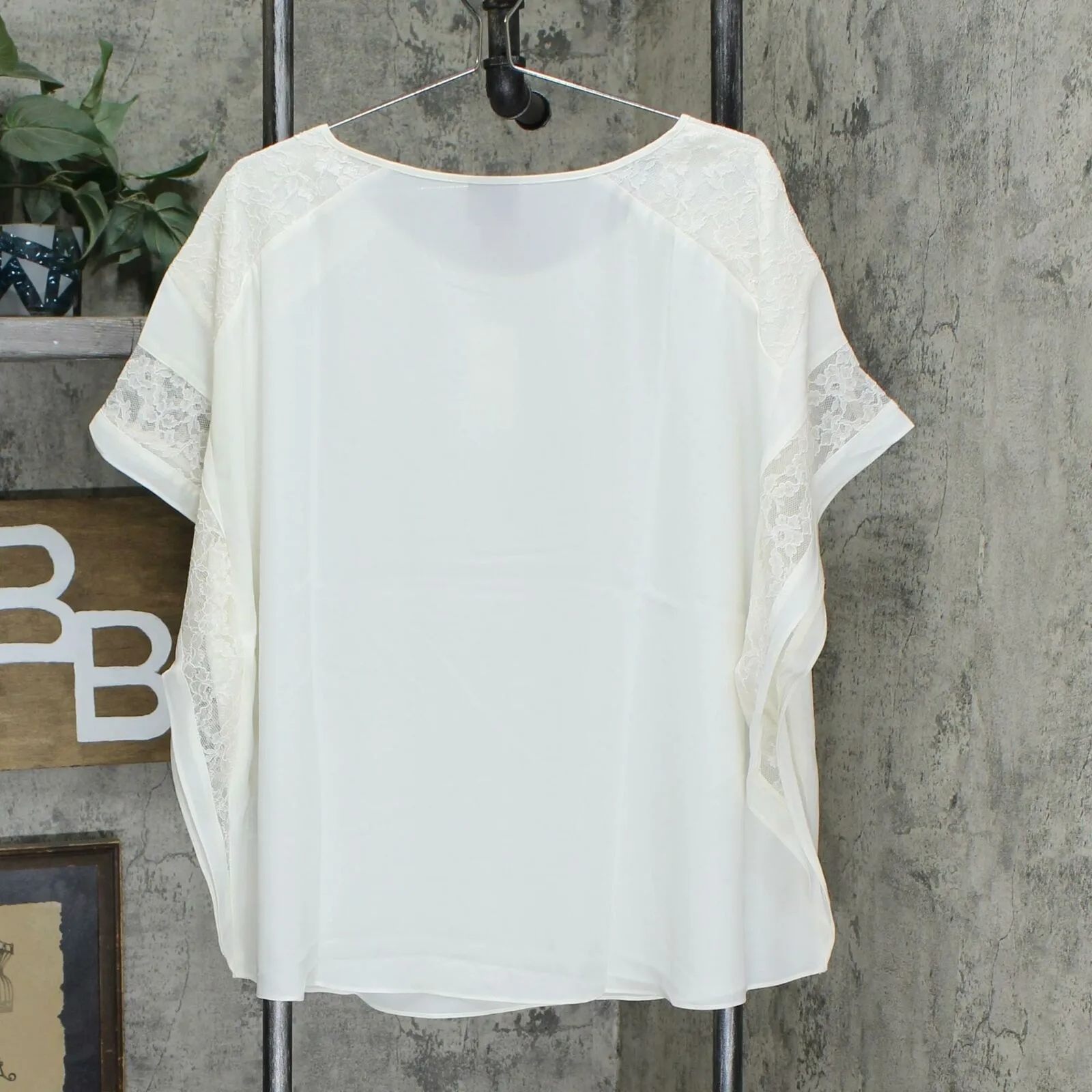 JM Collection Plus Size Lace Trim Ruffle Blouse
