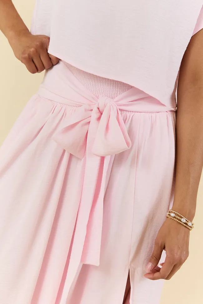 Just Makes Sense Flowy Light Pink T-shirt and Skirt Set