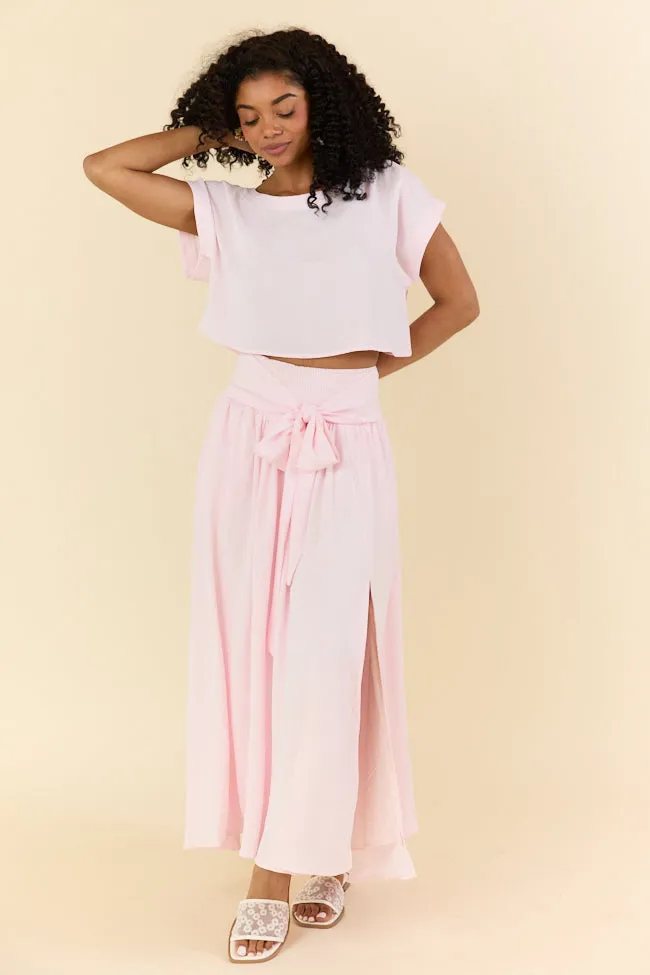 Just Makes Sense Flowy Light Pink T-shirt and Skirt Set