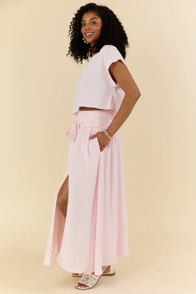 Just Makes Sense Flowy Light Pink T-shirt and Skirt Set