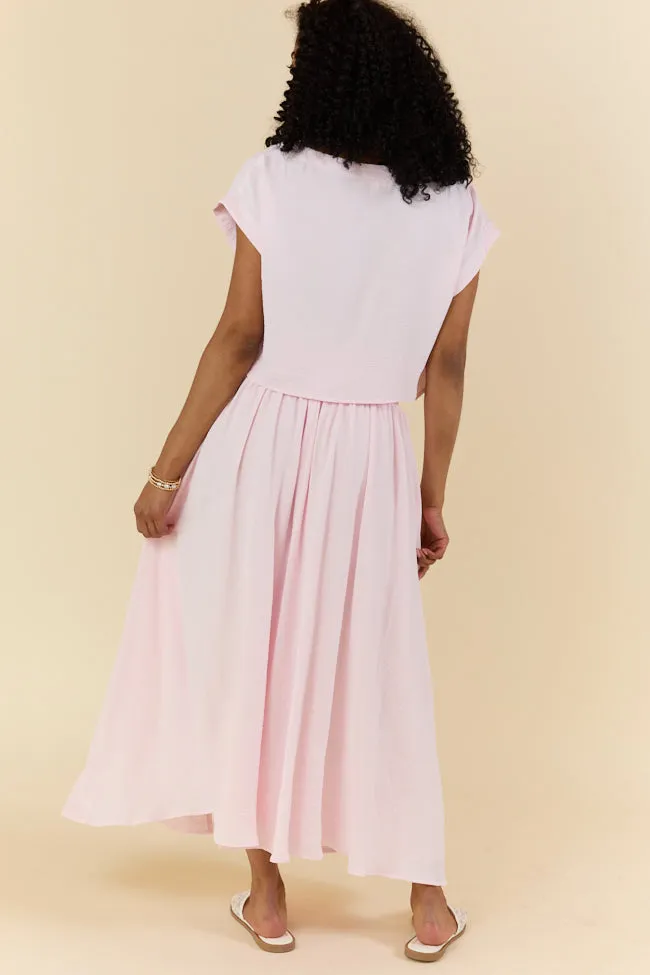 Just Makes Sense Flowy Light Pink T-shirt and Skirt Set