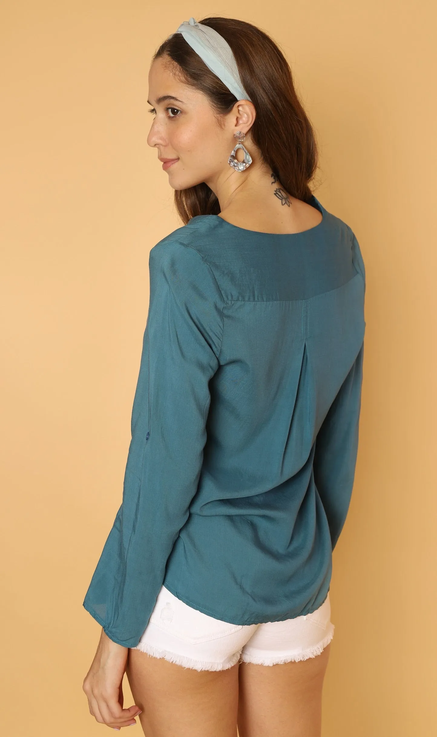 KALEI Long-Sleeve Tunic Top (Teal)