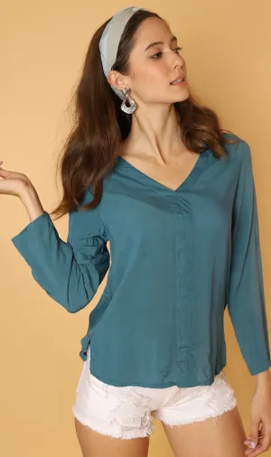 KALEI Long-Sleeve Tunic Top (Teal)