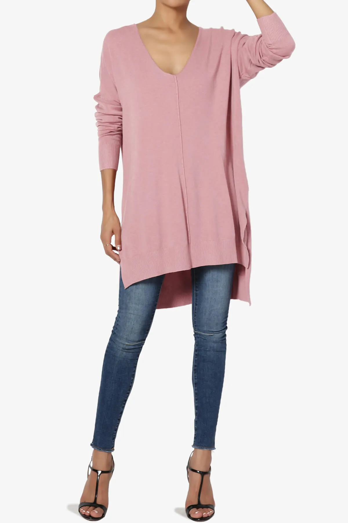 Katana Front Seam V-Neck Knit Sweater PLUS