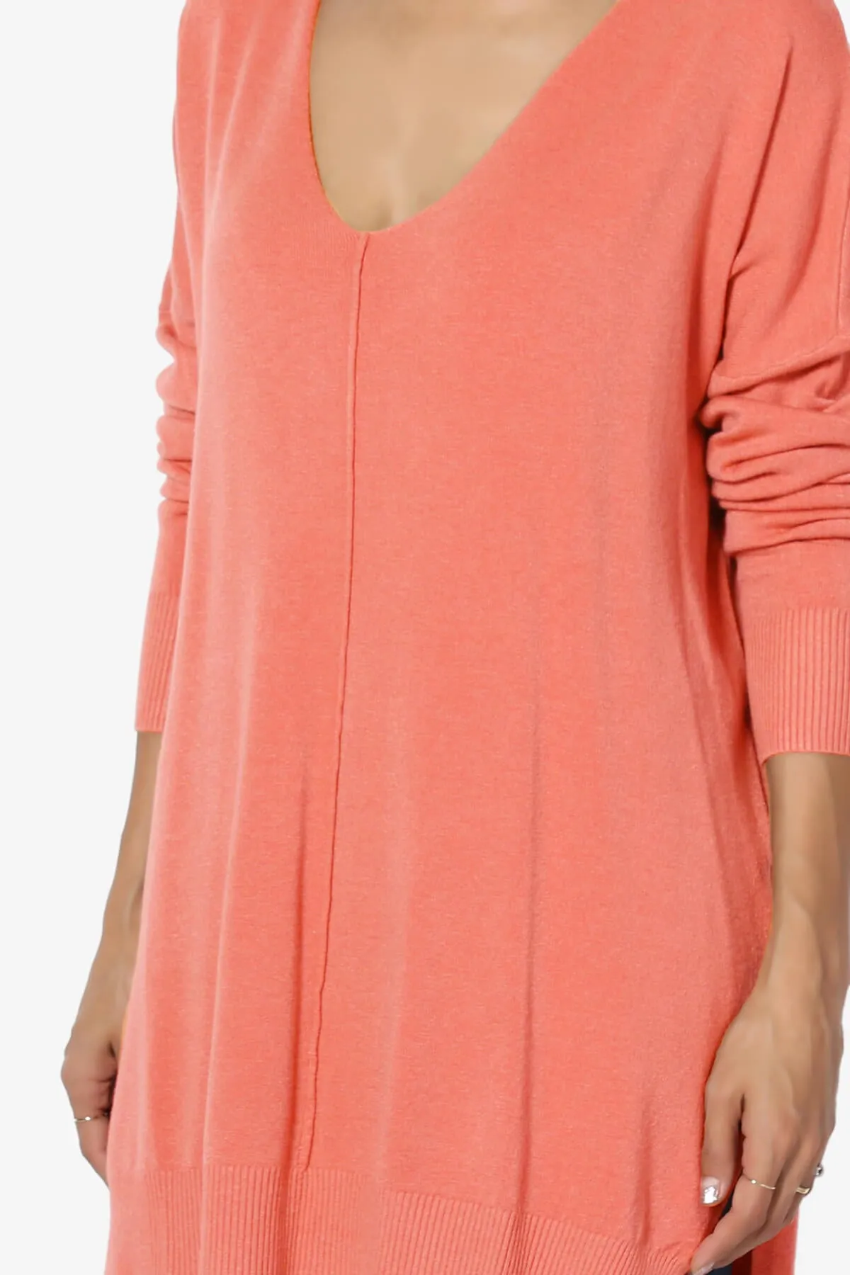 Katana Front Seam V-Neck Knit Sweater PLUS