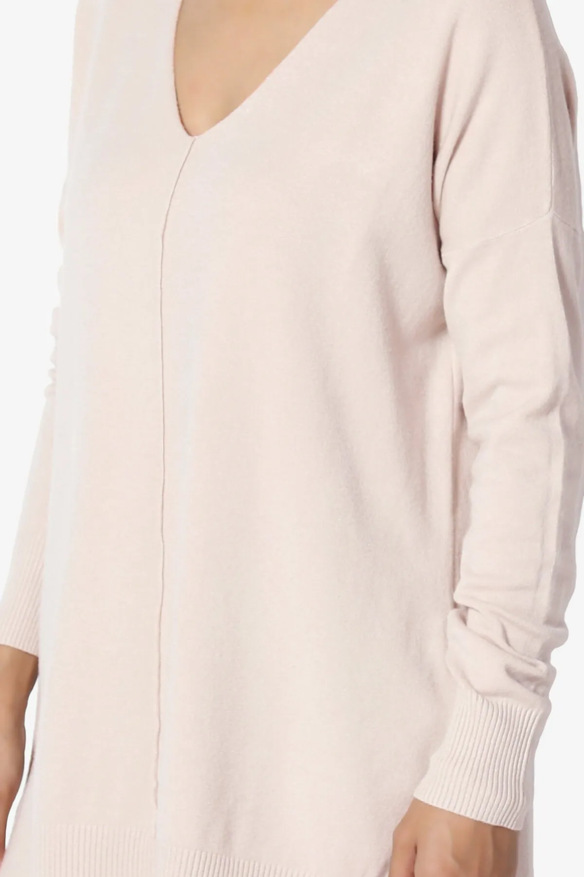 Katana Front Seam V-Neck Knit Sweater PLUS