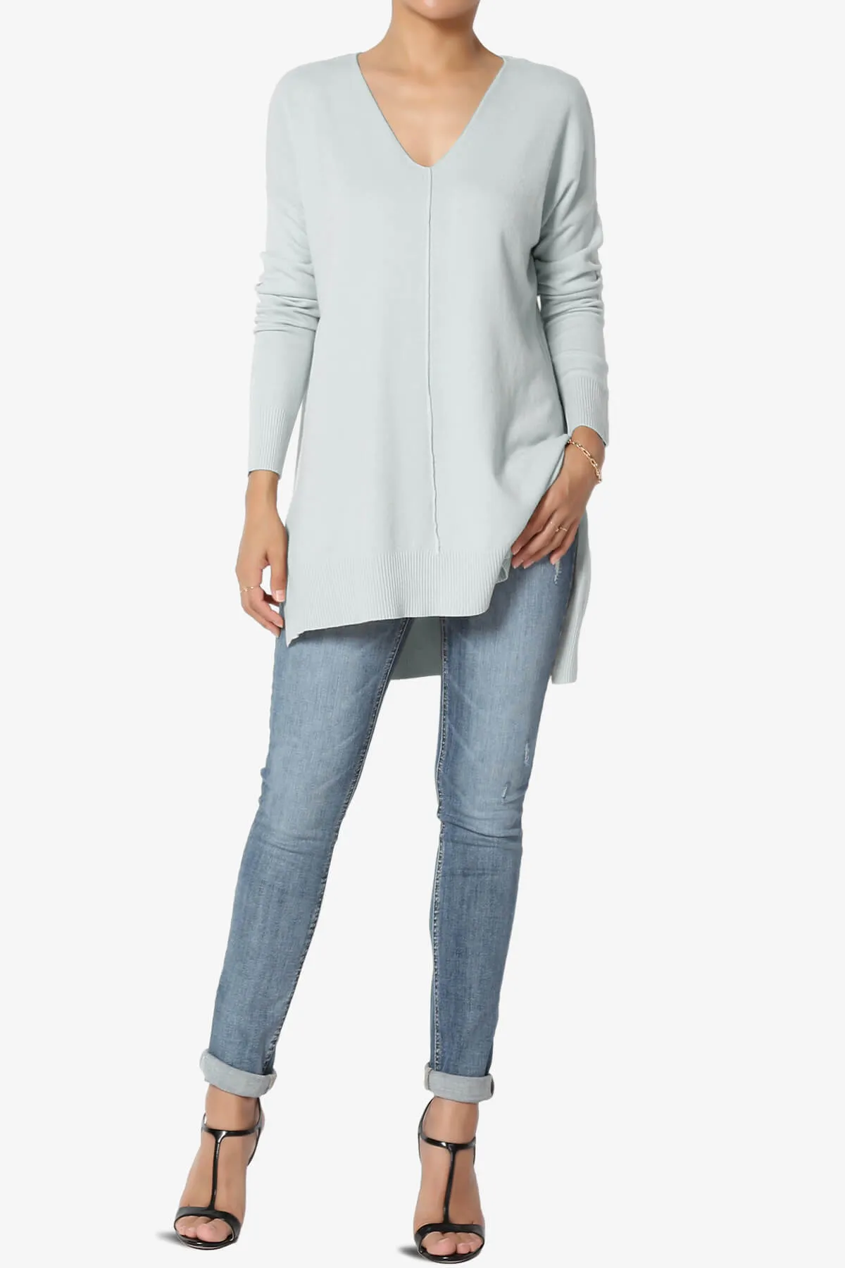 Katana Front Seam V-Neck Knit Sweater PLUS