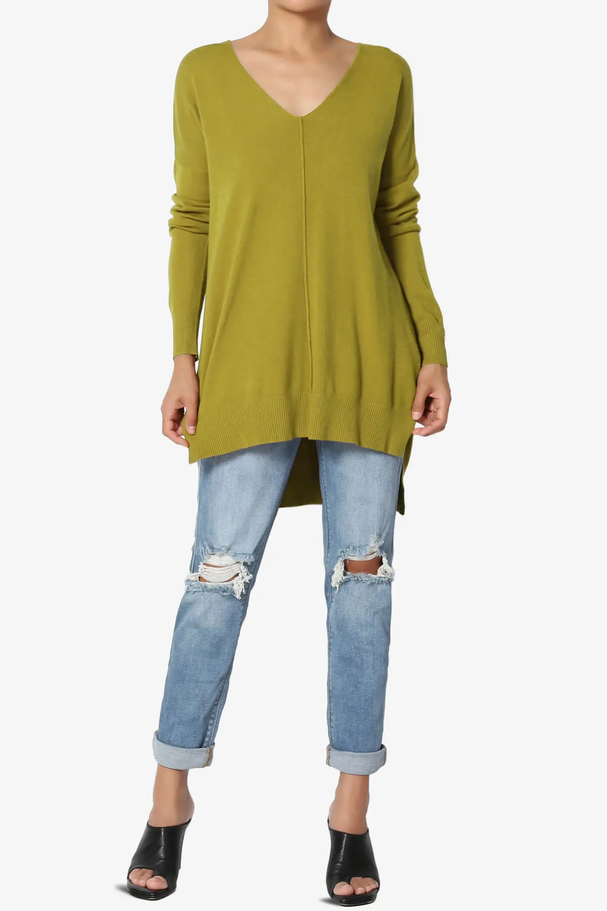 Katana Front Seam V-Neck Knit Sweater PLUS
