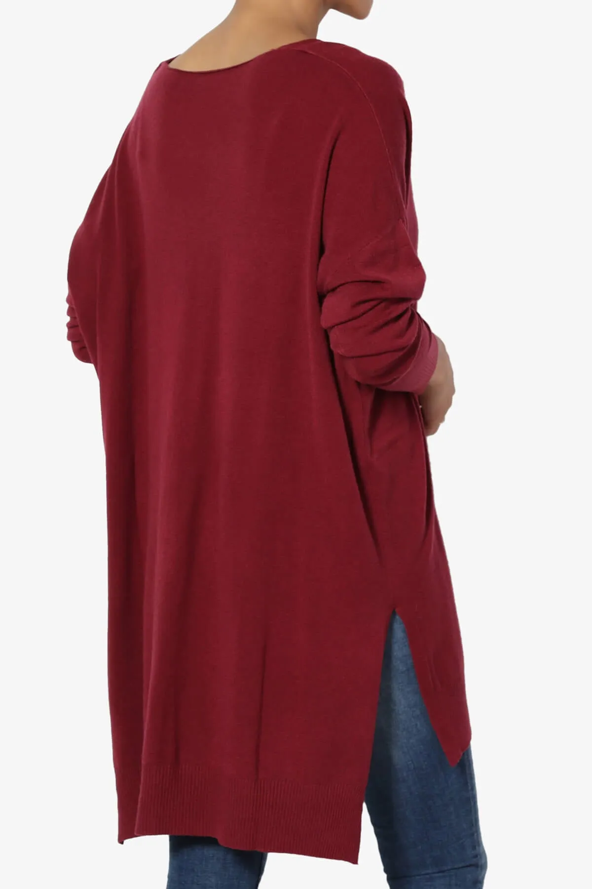 Katana Front Seam V-Neck Knit Sweater PLUS