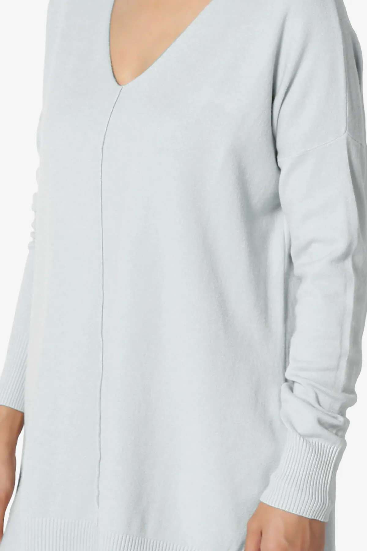 Katana Front Seam V-Neck Knit Sweater PLUS
