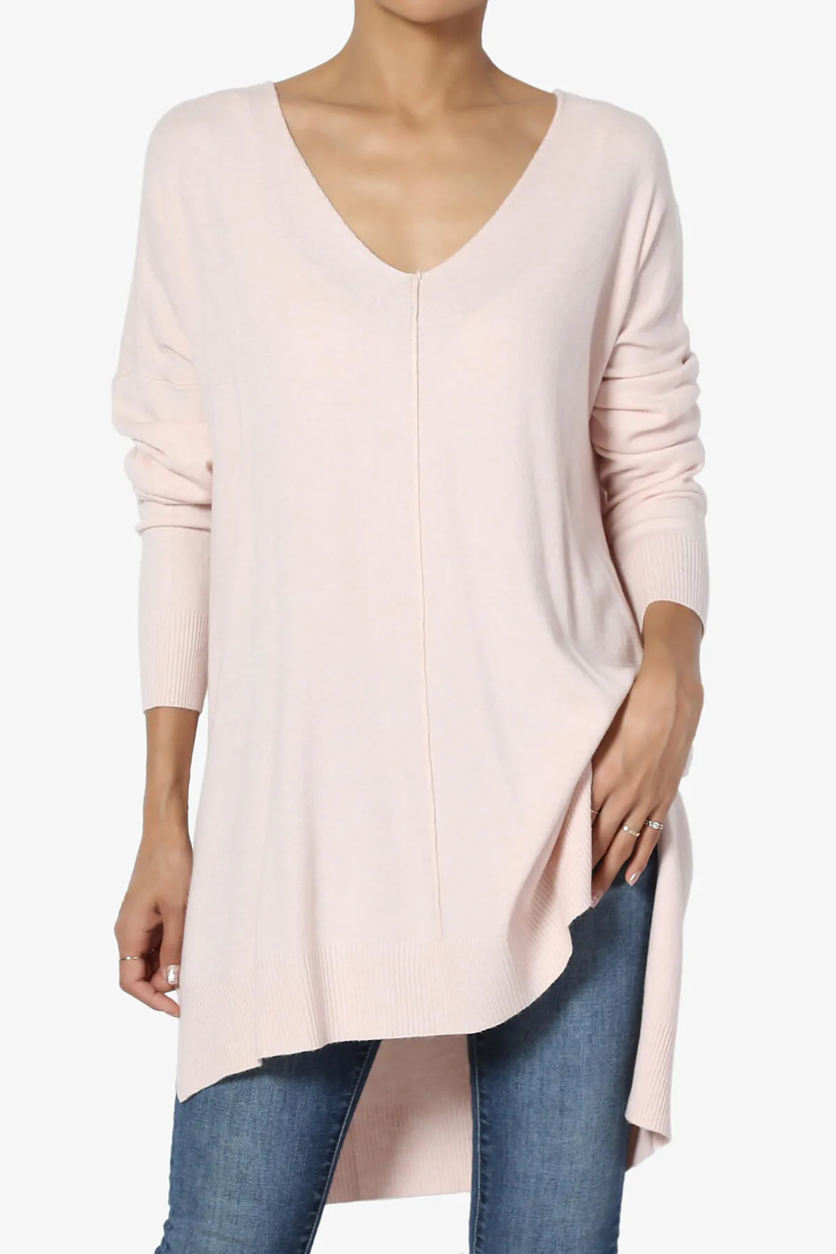 Katana Front Seam V-Neck Knit Sweater PLUS