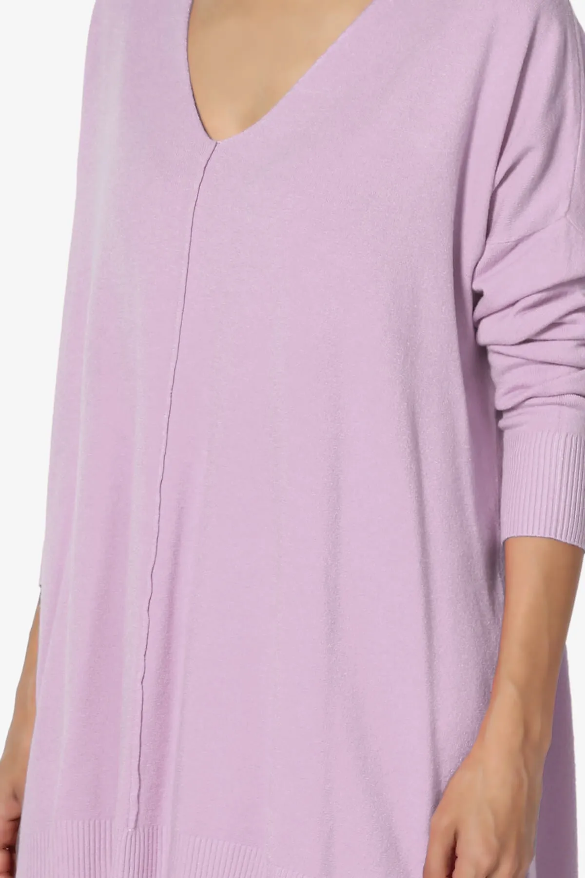 Katana Front Seam V-Neck Knit Sweater PLUS