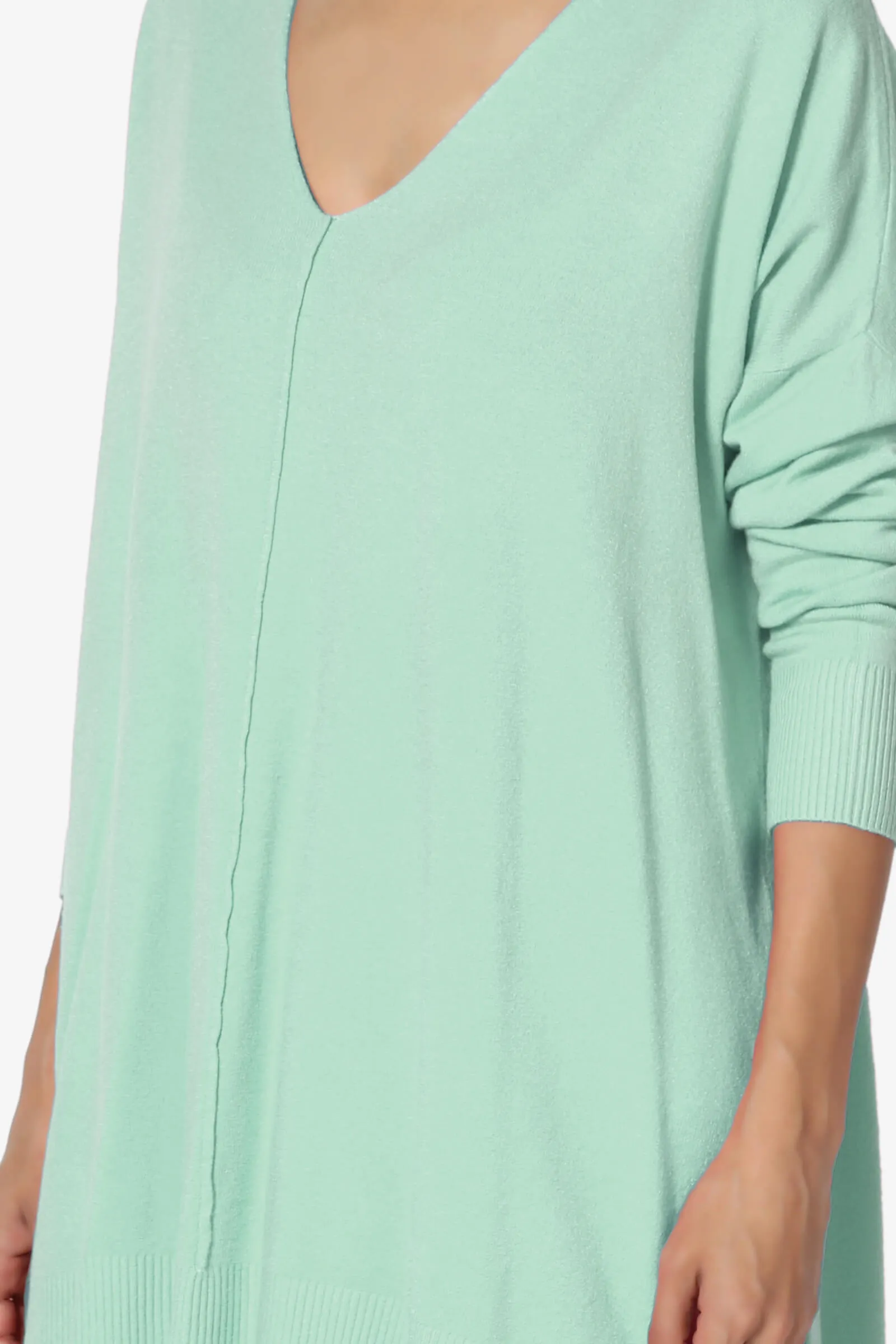 Katana Front Seam V-Neck Knit Sweater PLUS