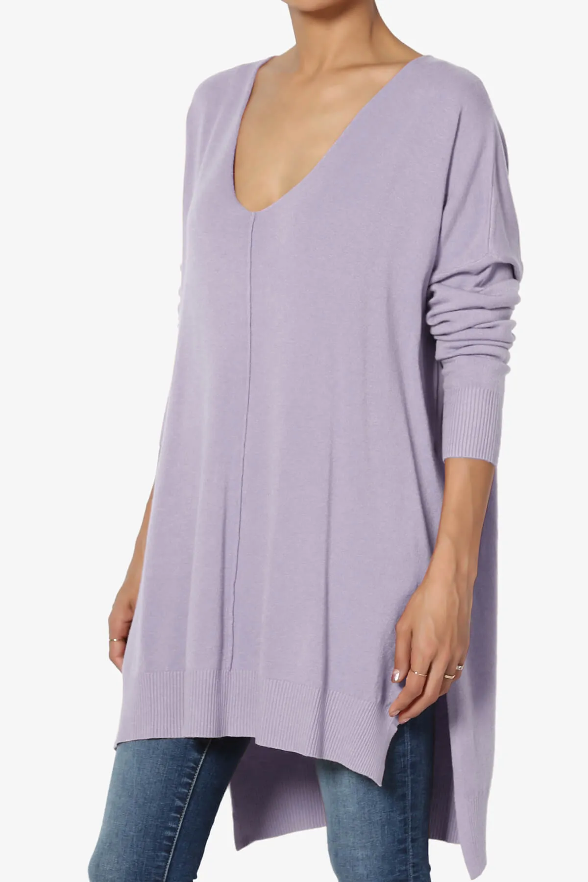 Katana Front Seam V-Neck Knit Sweater PLUS