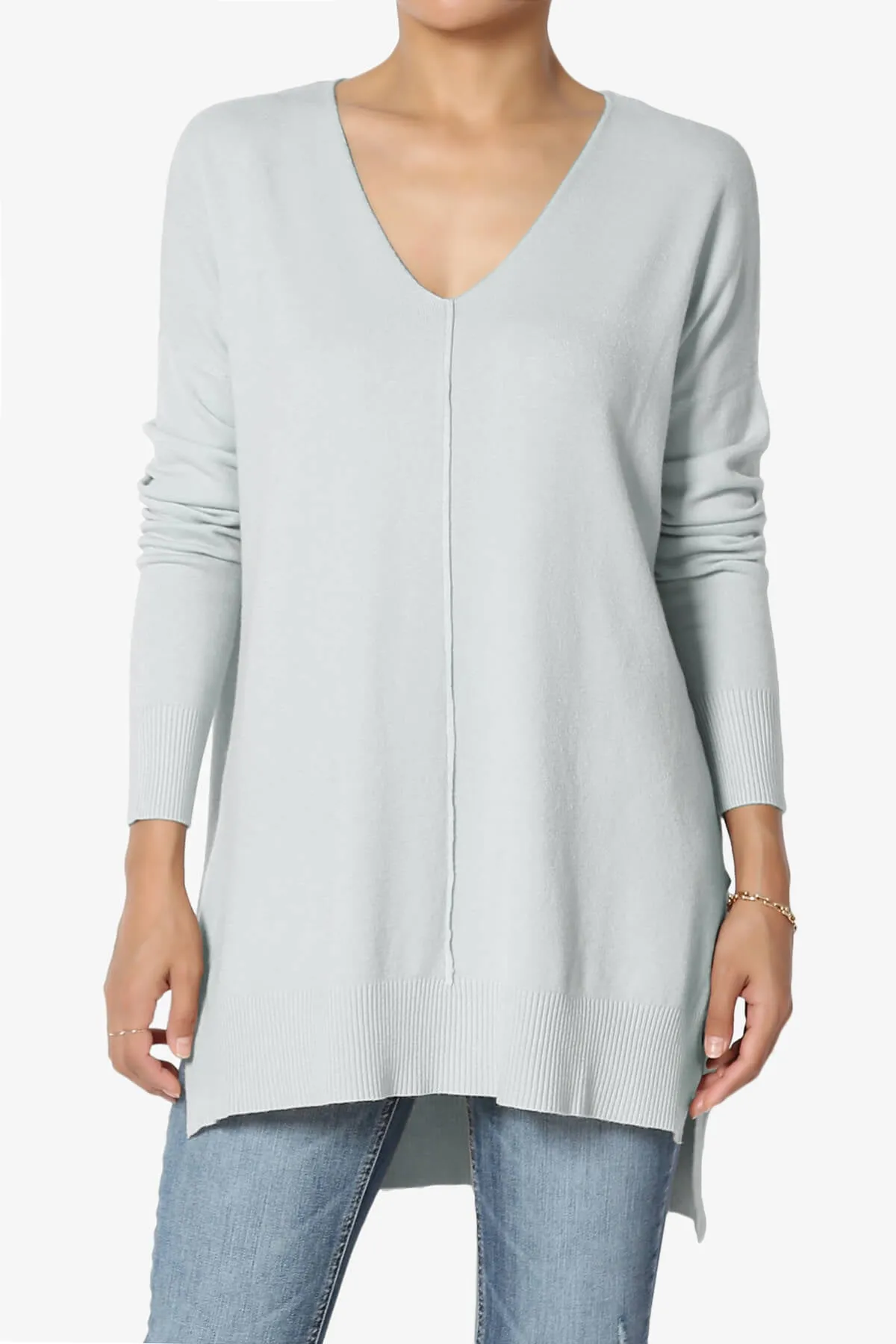 Katana Front Seam V-Neck Knit Sweater PLUS