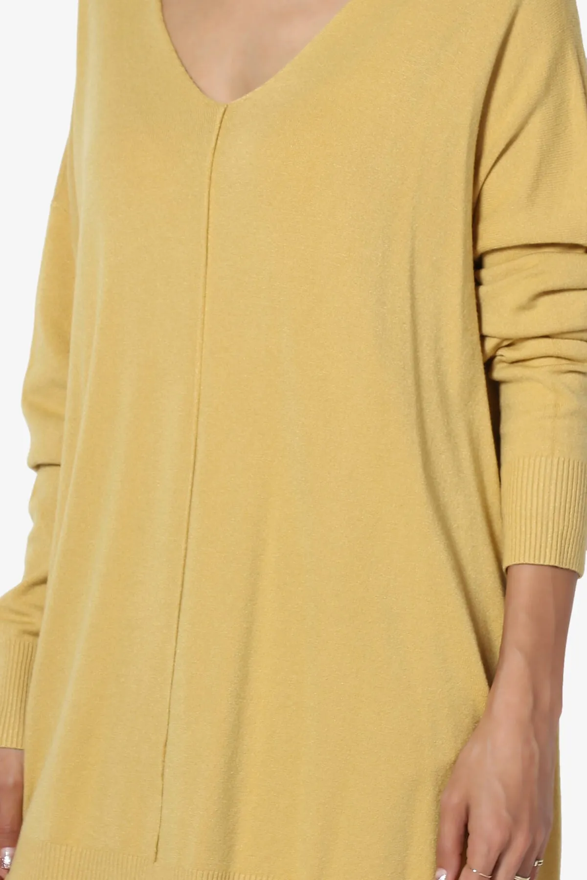 Katana Front Seam V-Neck Knit Sweater PLUS