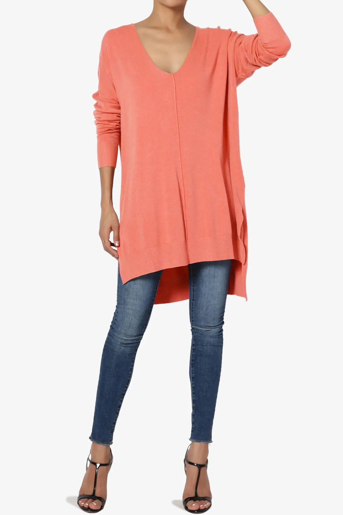 Katana Front Seam V-Neck Knit Sweater PLUS