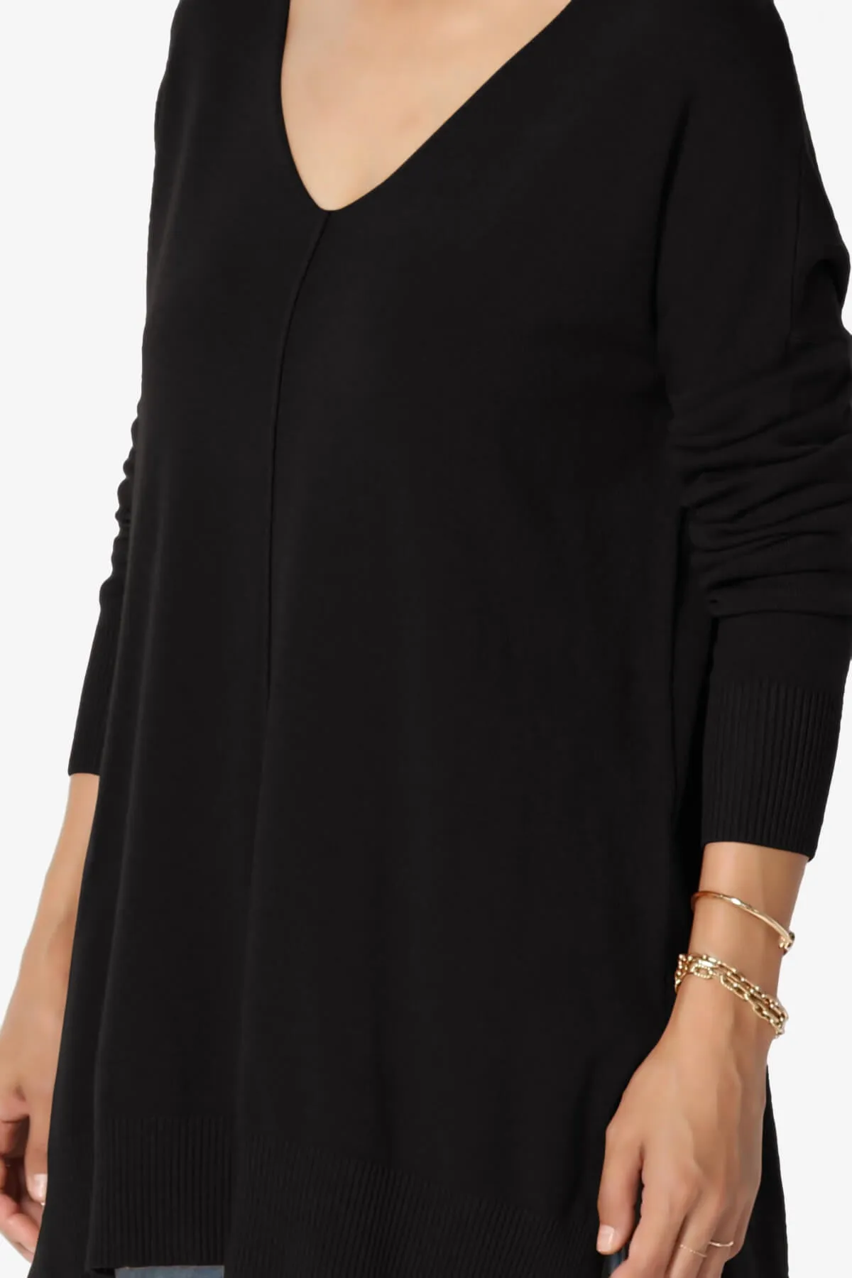 Katana Front Seam V-Neck Knit Sweater PLUS