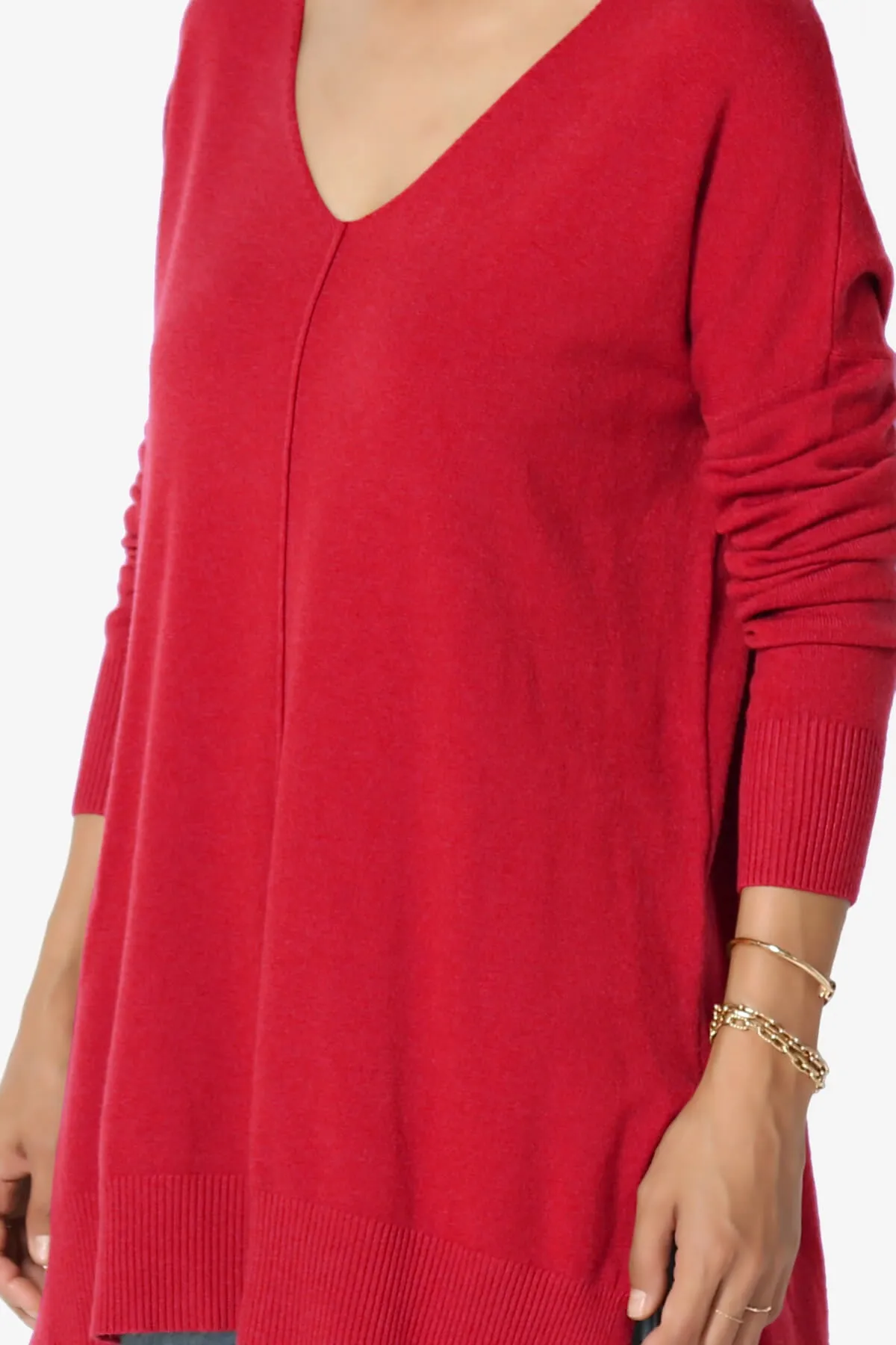 Katana Front Seam V-Neck Knit Sweater PLUS