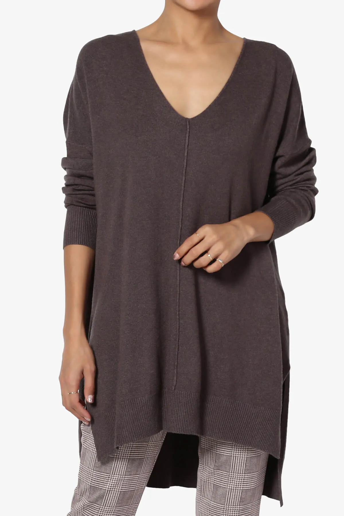 Katana Front Seam V-Neck Knit Sweater PLUS