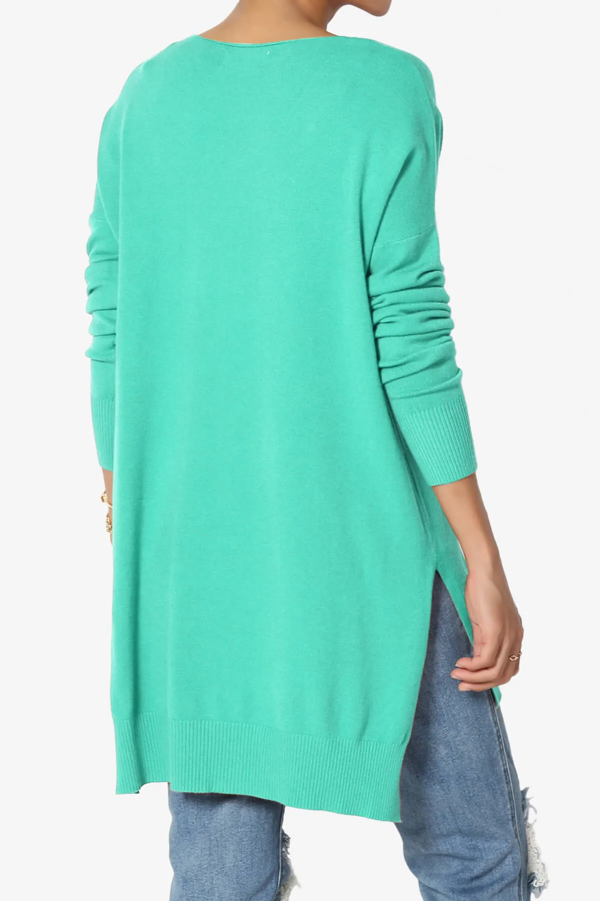 Katana Front Seam V-Neck Knit Sweater PLUS