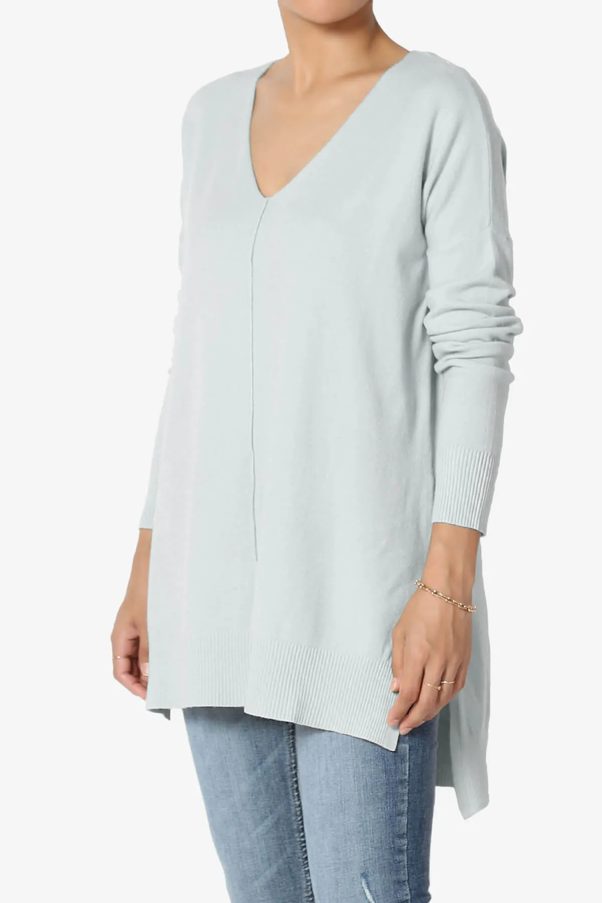 Katana Front Seam V-Neck Knit Sweater PLUS