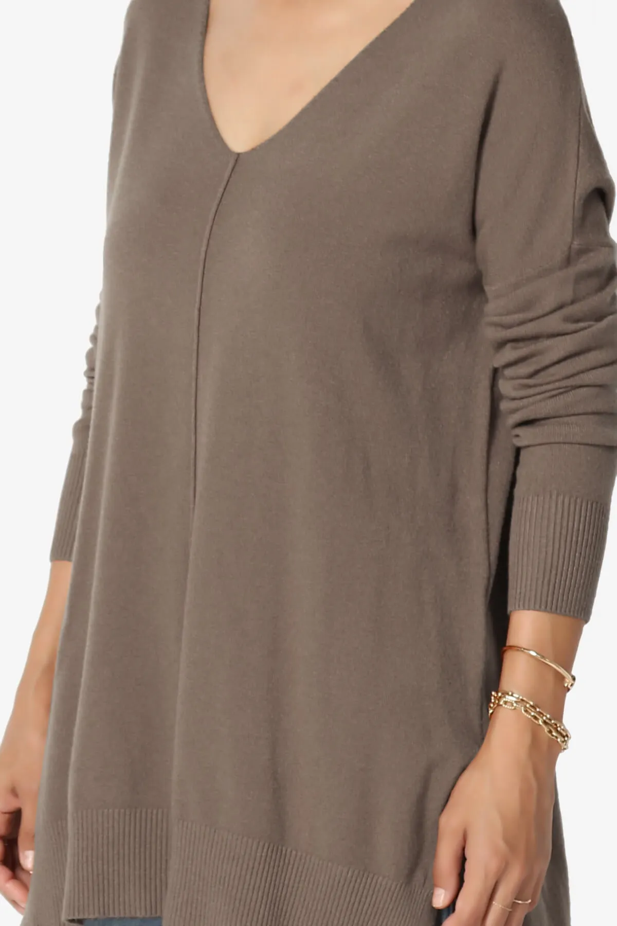 Katana Front Seam V-Neck Knit Sweater PLUS