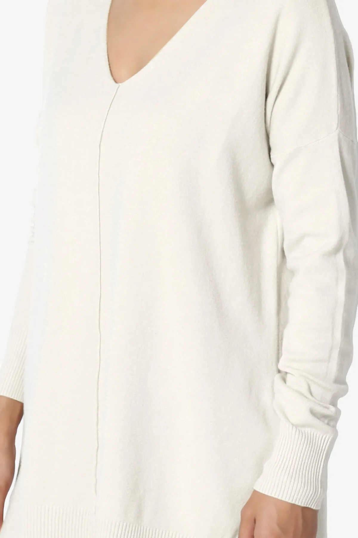 Katana Front Seam V-Neck Knit Sweater PLUS