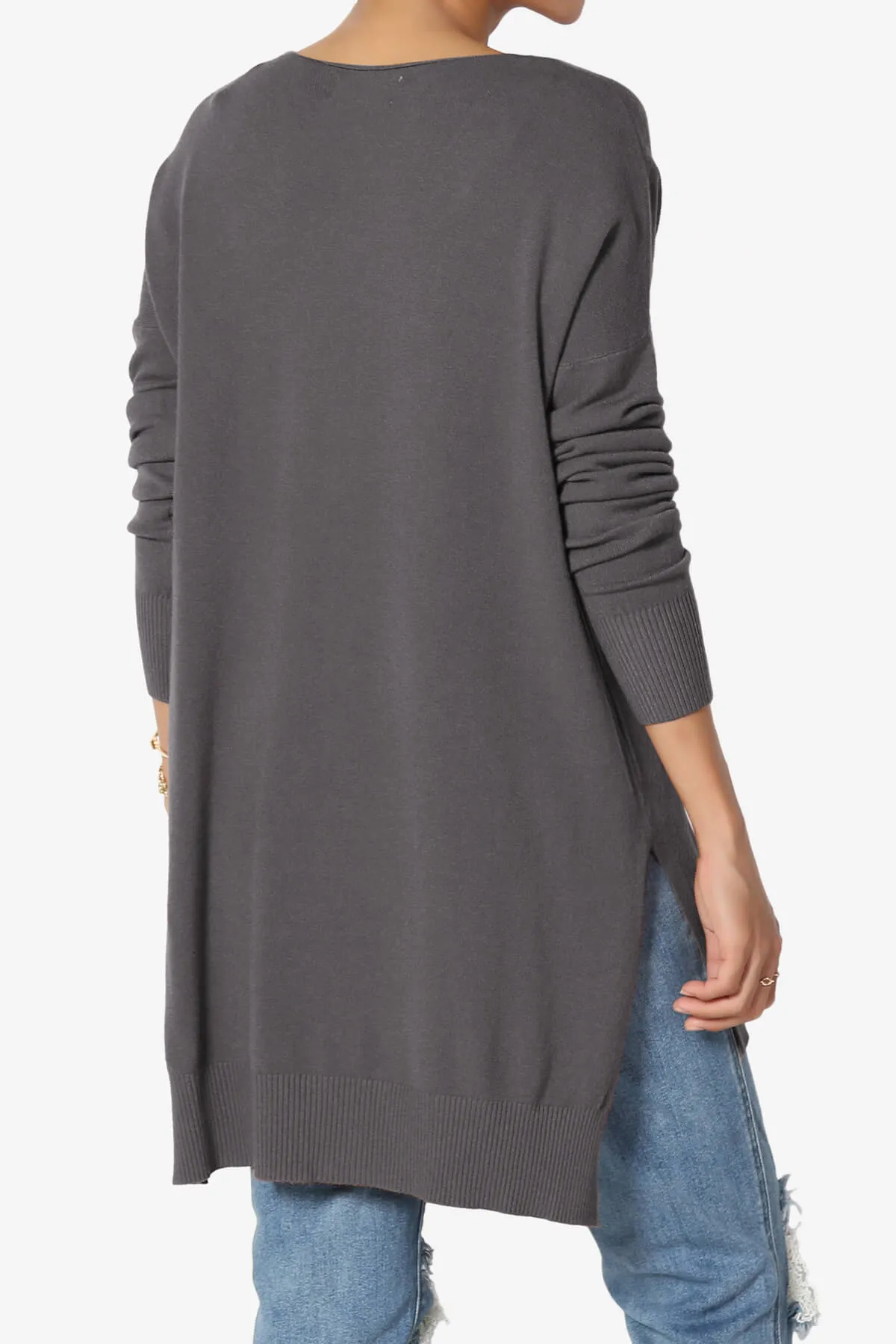 Katana Front Seam V-Neck Knit Sweater PLUS
