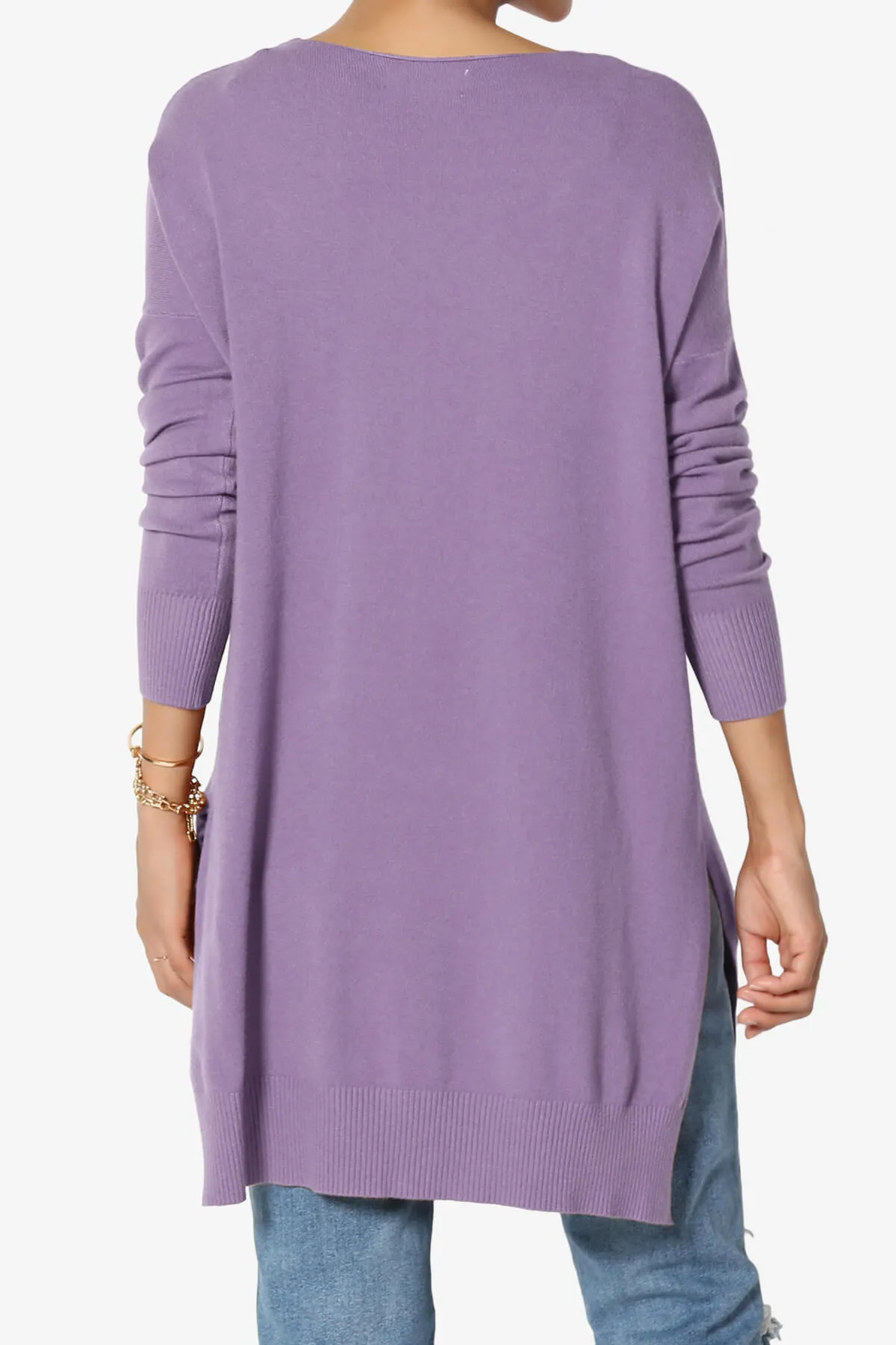 Katana Front Seam V-Neck Knit Sweater PLUS