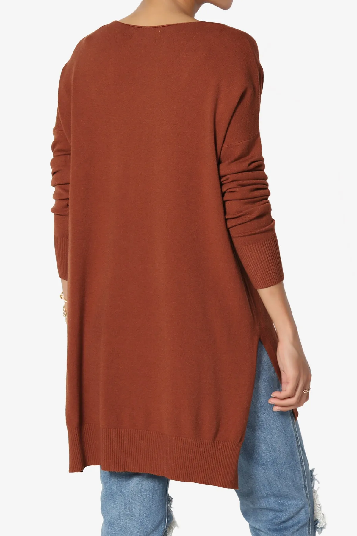 Katana Front Seam V-Neck Knit Sweater PLUS