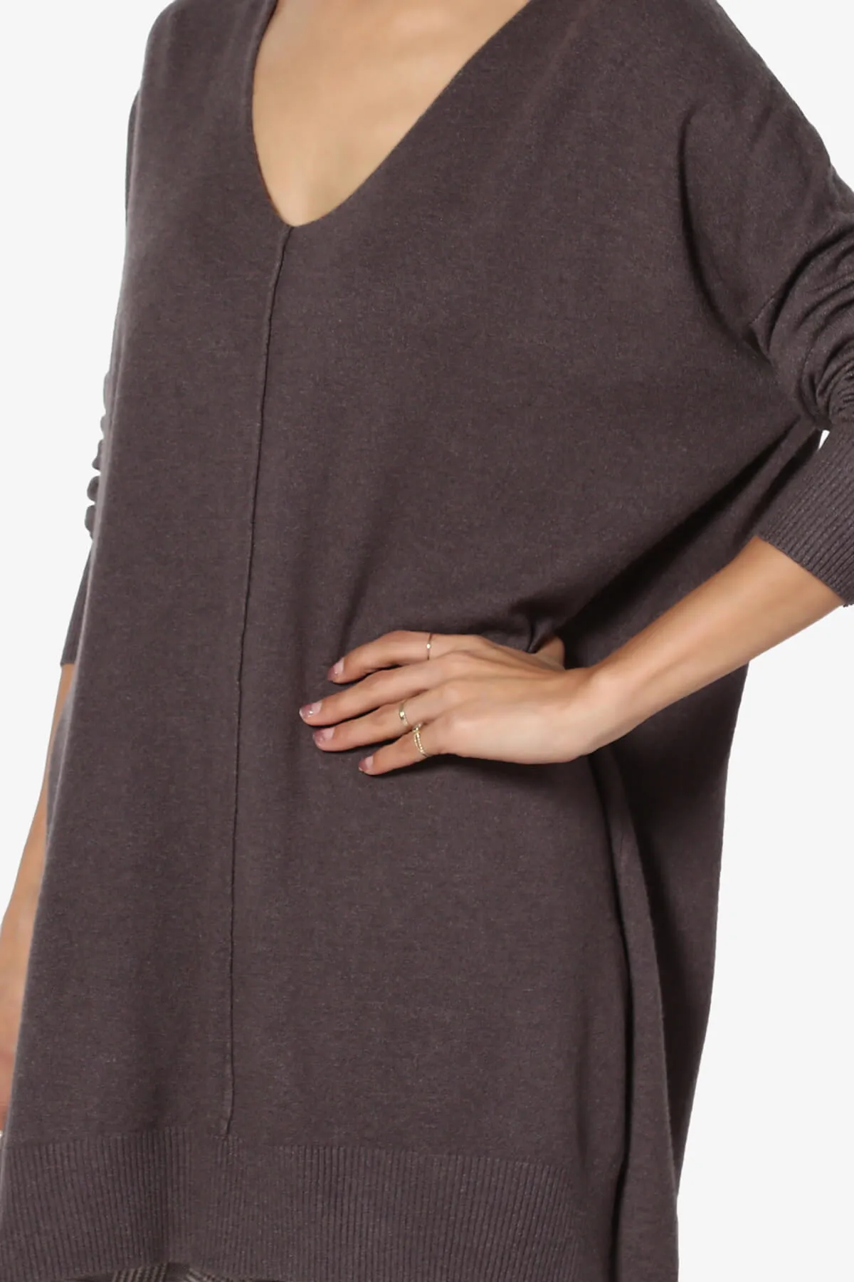 Katana Front Seam V-Neck Knit Sweater PLUS