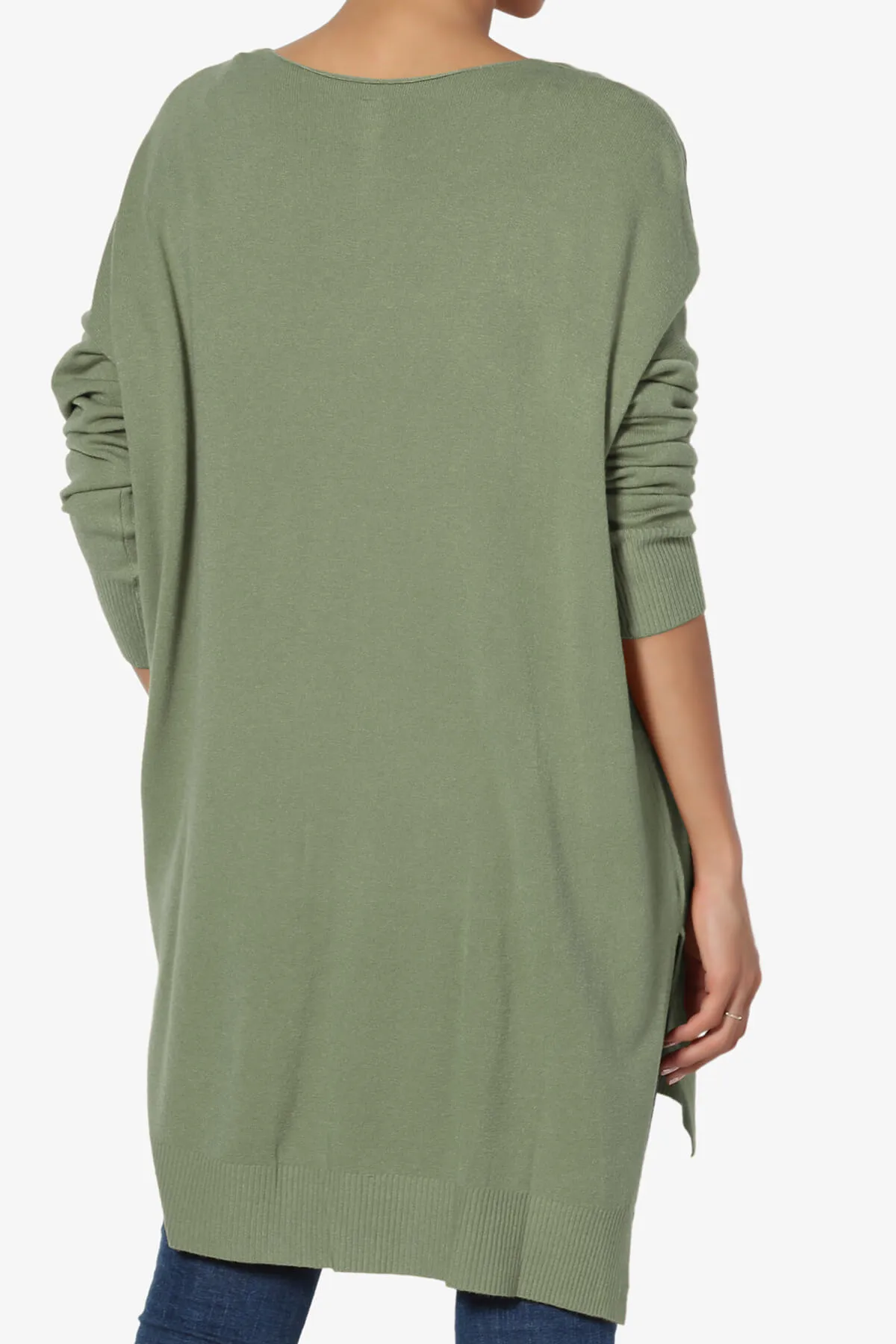 Katana Front Seam V-Neck Knit Sweater PLUS