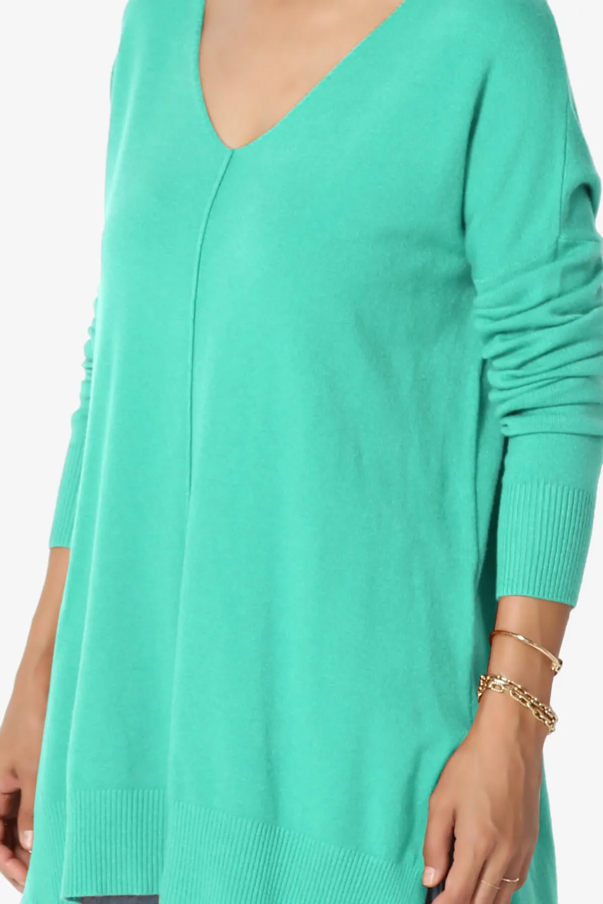 Katana Front Seam V-Neck Knit Sweater PLUS