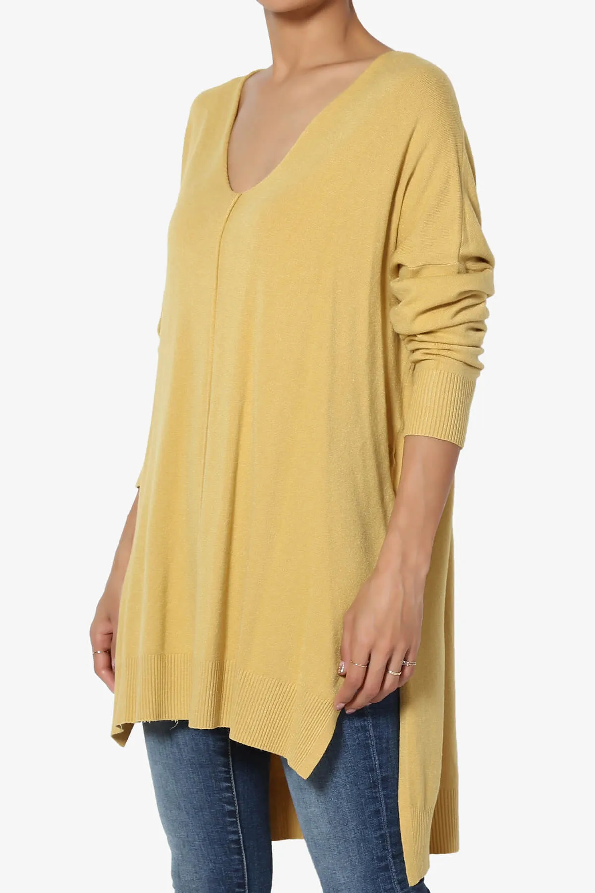 Katana Front Seam V-Neck Knit Sweater PLUS